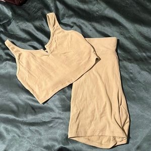 SHEIN two piece crop biker shorts set